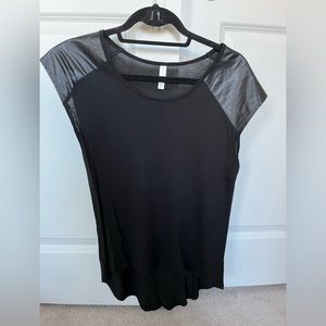 Black Shirt with Faux Leather Sleeves